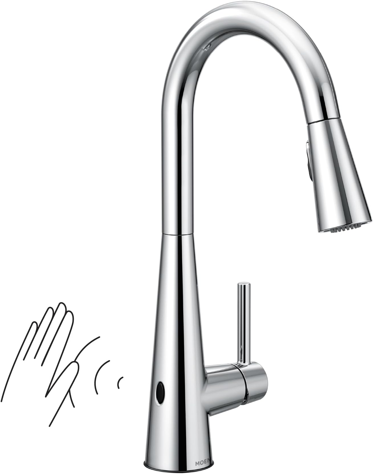 Moen 7864EWC Sleek Motionsense Wave Touchless One-Handle High Arc Pulldown Kitchen Faucet Featuring Reflex, Chrome (7594EWC)