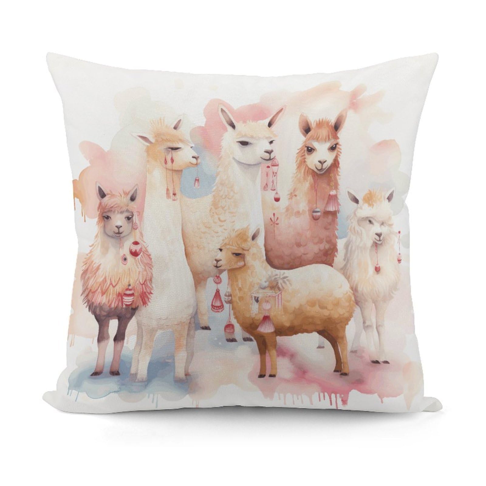 VstaDank Alpaca2 Throw Pillow Covers 18x18 Inch Soft Couch Home Decor Cushion Cover Comfortable Plush Square Cushion Case Farmhouse Decorative Pillowcase for Living Couch