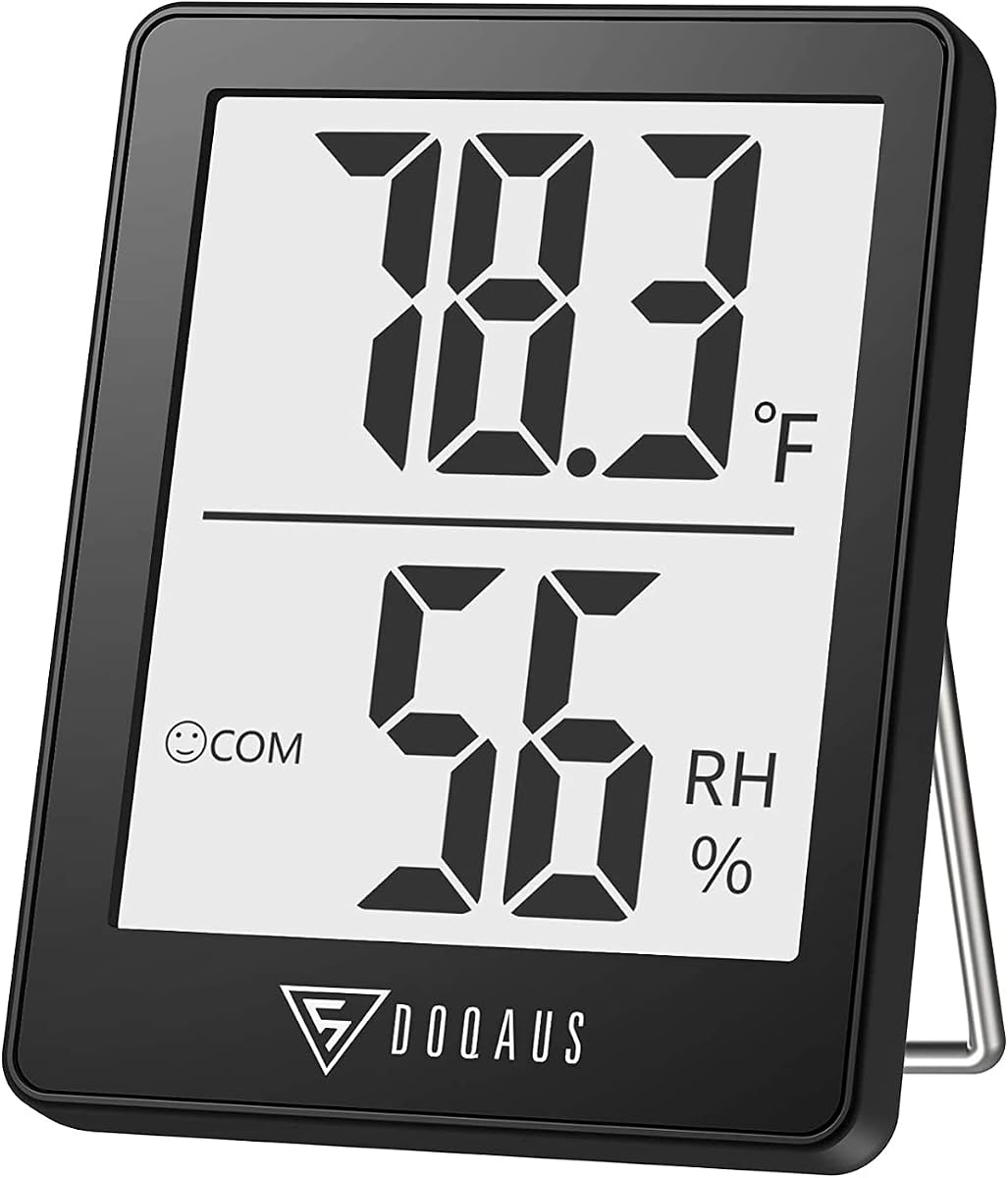 DOQAUS Digital Hygrometer Indoor Thermometer Humidity Meter, Black | Mini Room Thermometer, 5s Fast Refresh, Accurate Temperature and Humidity Monitor for House, Baby Room, Greenhouse, Incubator