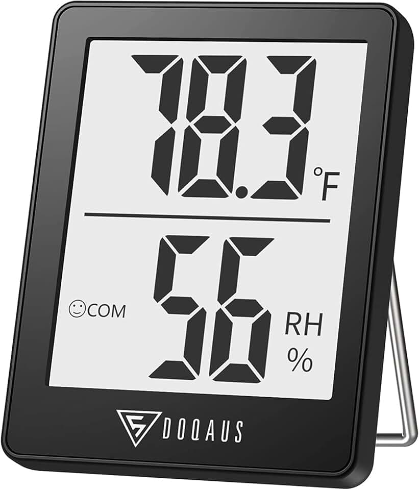 DOQAUS Digital Hygrometer Indoor Thermometer Humidity Meter Room Thermometer with 5s Fast Refresh Accurate Temperature Humidity Monitor for Home, Bedroom, Baby Room, Office, Greenhouse, Cellar (Black) Global Recycled Standard