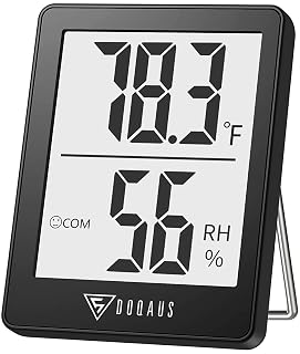 DOQAUS Digital Hygrometer Indoor Thermometer Humidity Meter, Black | Mini Room Thermometer, 5s Fast Refresh, Accurate Temperature and Humidity Monitor for House, Baby Room, Greenhouse, Incubator - Amazon product rated Grade A