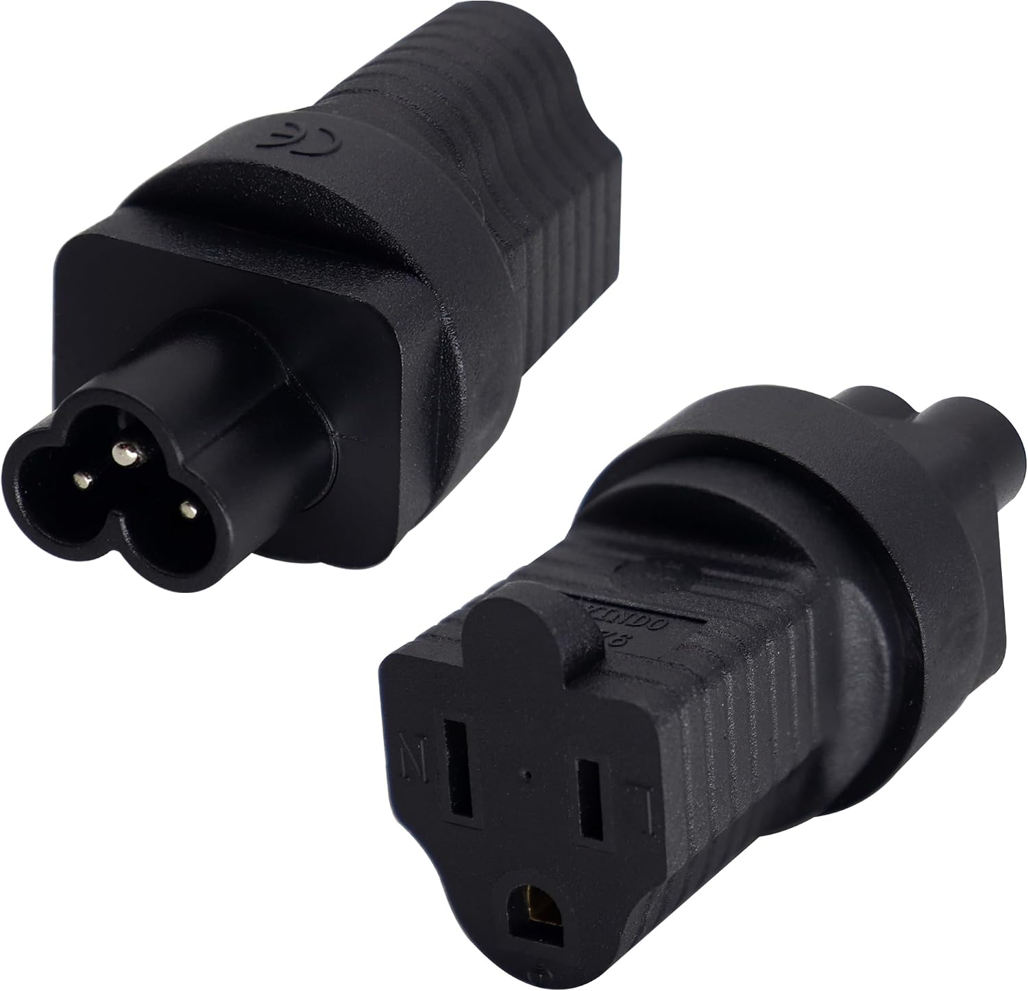 2 pieces C6 to NEMA IEC 320 5-15R AC adapter C6 3-pin male to NEMA 5-15R nut head 15A/125V interface adapter plug for PDU UPS computer C6 to 5-15R