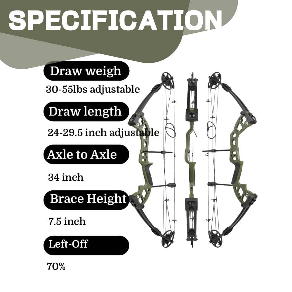 Kit arco compound 30-55 libbre per destrimani - Tutti gli accessori per adulti e principianti | Caccia, pesca e tiro al bersaglio