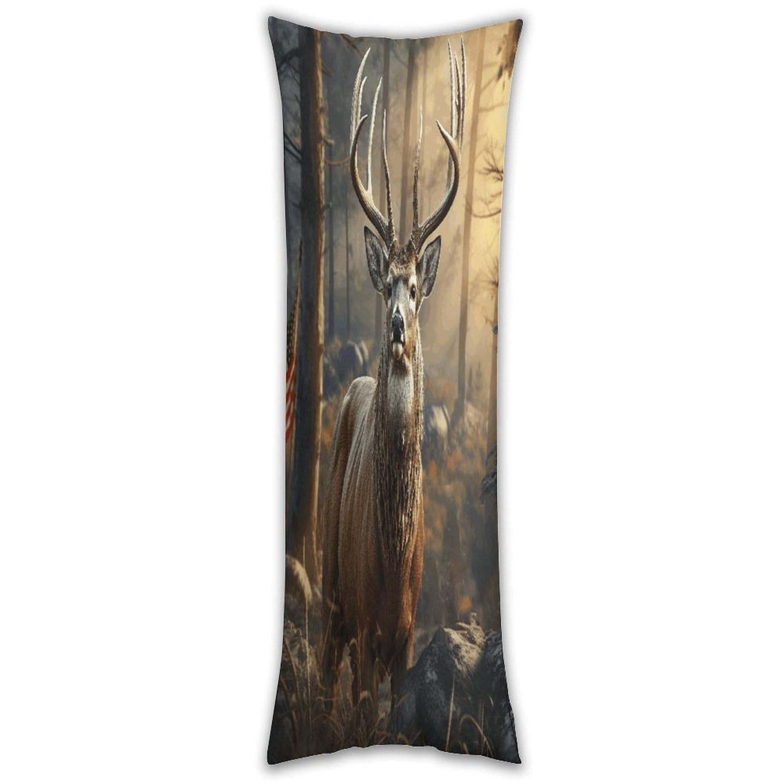 Deer Hunting Season Pillow Cases Breathable Vertical Long Pillowcase Body Pillowcase with Hidden Zipper Closure Soft and Cozy Pillow Cover 20x54 Inches for Bedroom Couch