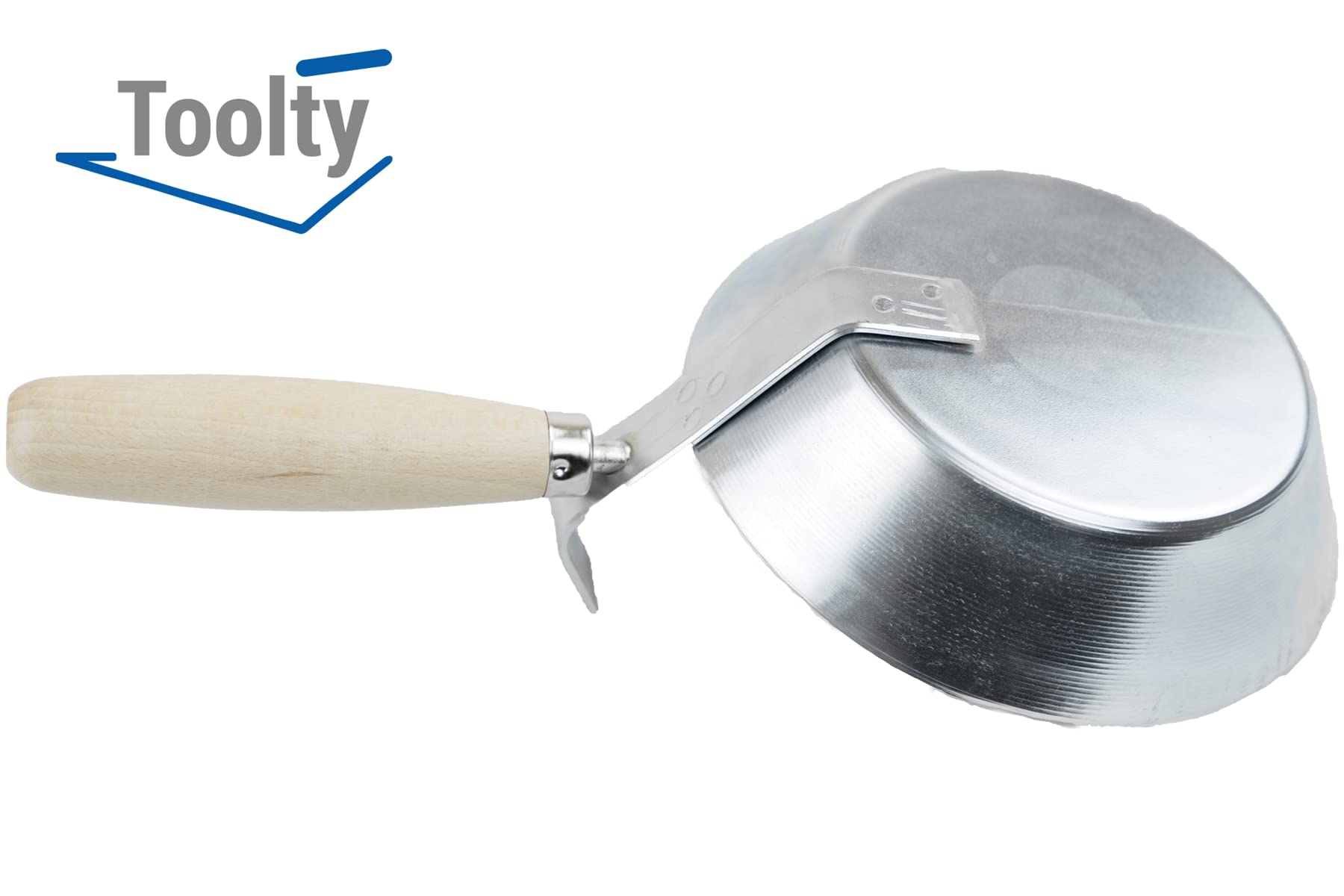 Toolty Masonry Scoop, Construction Pan - 185mm (7.28") - Wooden Handle - Galvanized Steel - Plaster, Water, Hand Tools, DIY - TLTY-0415 - Image 3
