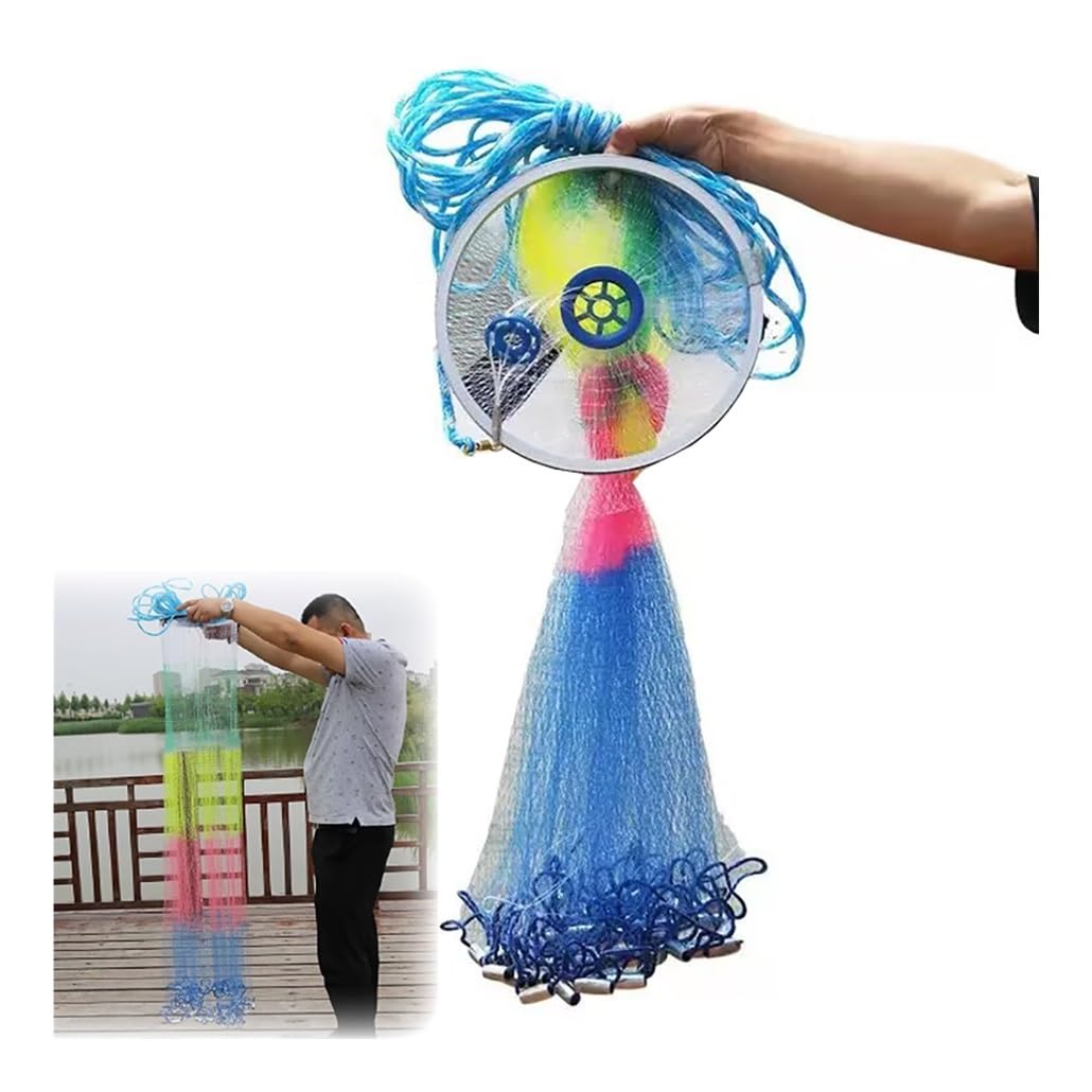4-8' Fishing Lovers Hand Casting Bait Fish Net, Throw Cast Net with Aluminum Ring, Spin Network Bait Fish Net for Shoal(Height 1.5m/4.9ft)