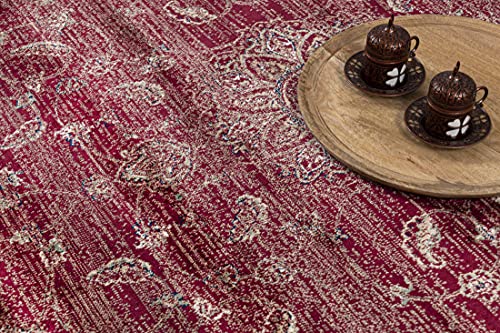 Carpeto Rugs Teppich mit Fransen Orientalisch in Rot - Wohnzimmer Schlafzimmer - Klassisch Orient Muster dicht gewebt… – Bild 3