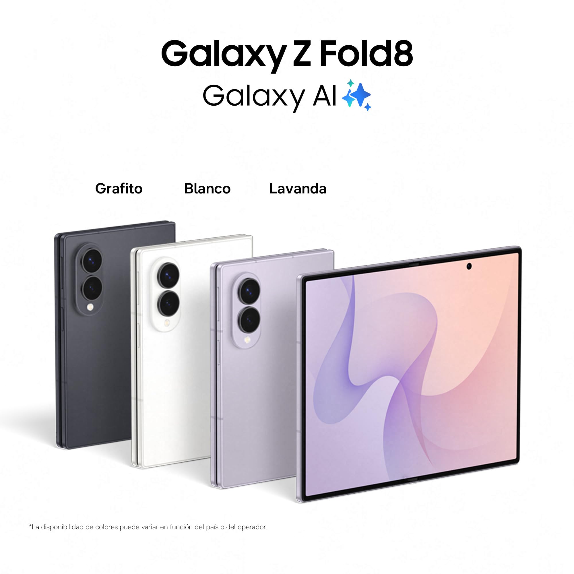 Samsung Galaxy Z Fold8, 256 GB, Teléfono Móvil, Lavanda | Smartphone Android con IA, Pantalla Idónea para Redes Sociales, Cámara Dual 50MP, Batería 4800mAh, Garantía 3 Años + 1 extra