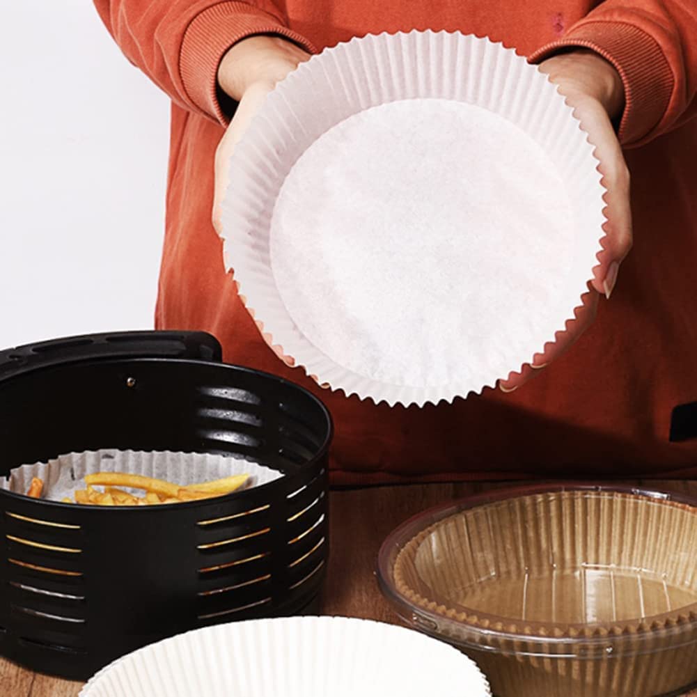 Papier do pieczenia Airfryer, 100 szt. Papier pergaminowy do frytownicy powietrznej Frytownica powietrzna Nonstick Jednorazowe wkładki papierowe Akcesoria do pieczenia Papierowy papier do pieczenia,100 blatt weiß