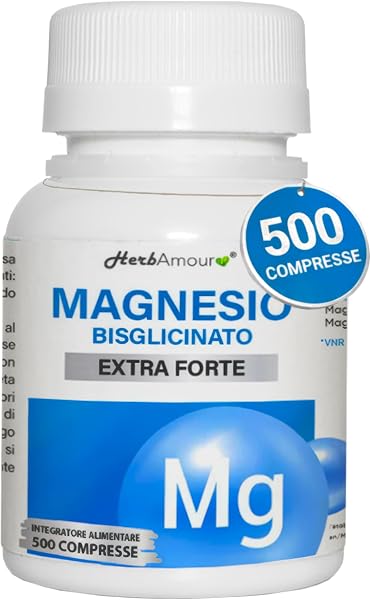 Bisglycinated Magnesium | 500 Micro-Tablets with High Dosage | 300 mg – High Bioavailability | Reduces Fatigue and Fatigue | Supports Muscles, Nervous System and Bones | Made in Italy Supplement - 1