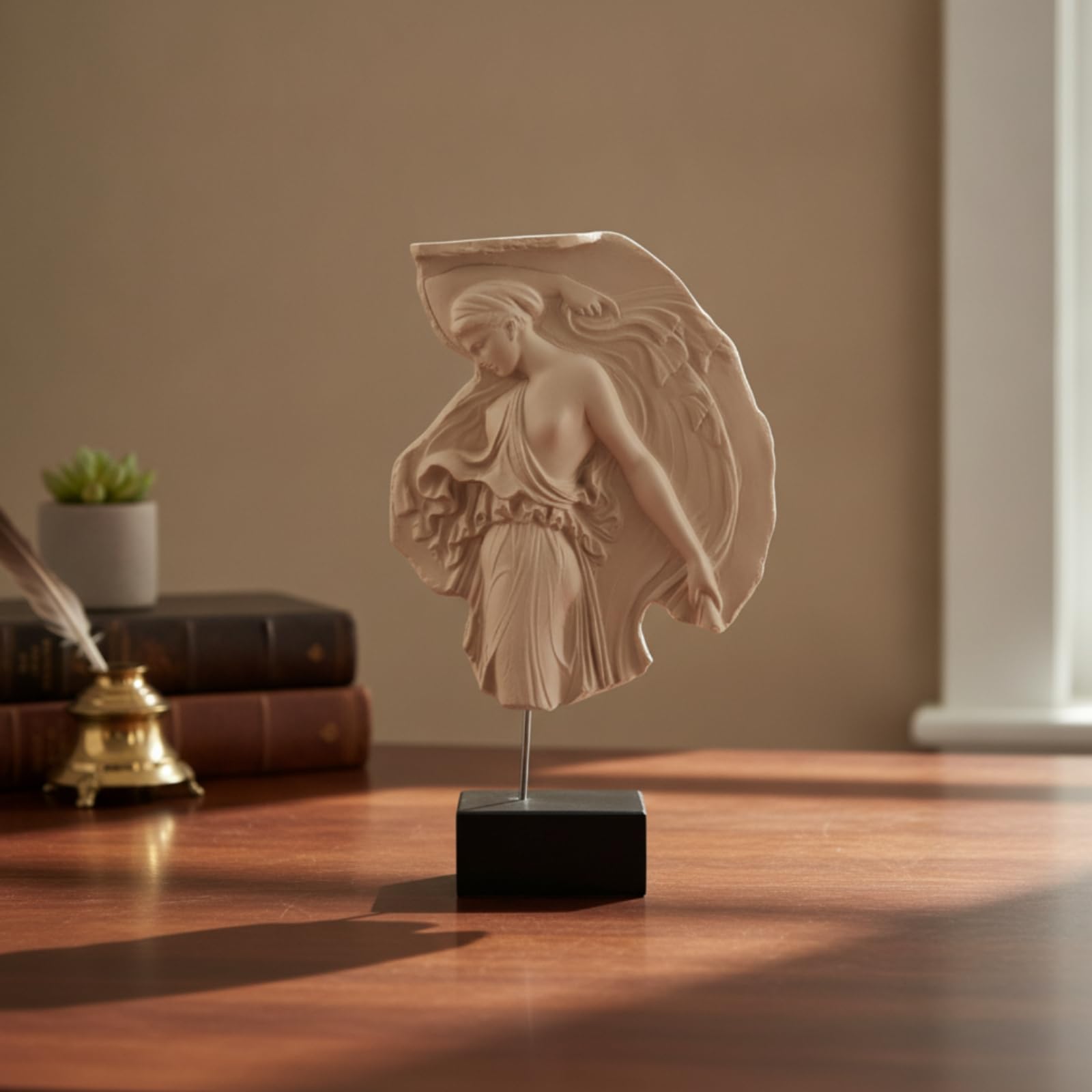 MagiDeal Escultura Mitológica Estatua Figurina Busto Relieve con Material de Resina Duradera y Base Rectangular Adecuada para Hogar Contemporáneo Oficina Privada Entrada Chimenea Escritorio