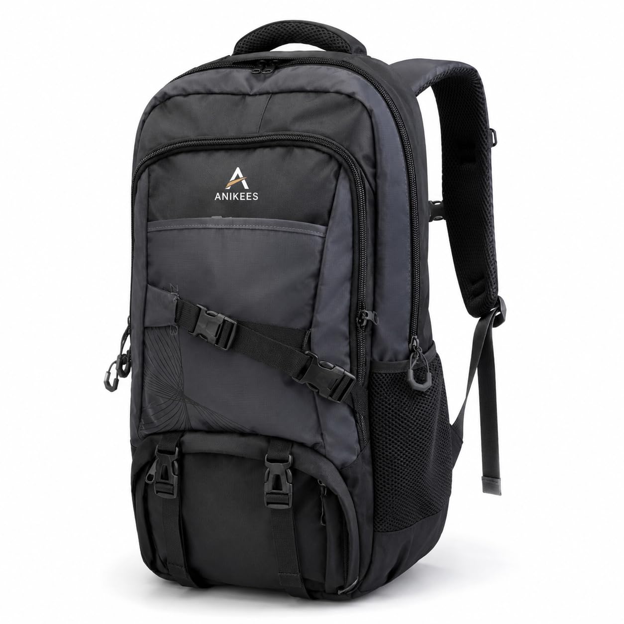 Anikees 85L Hiking Backpack, Large Travel Rucksack with Multiple Compartments, Outdoor Trekking Bag with Padded Shoulder Straps, Side Mesh Bottle Pocket, Compression Buckles for Camping, Hiking & Trav