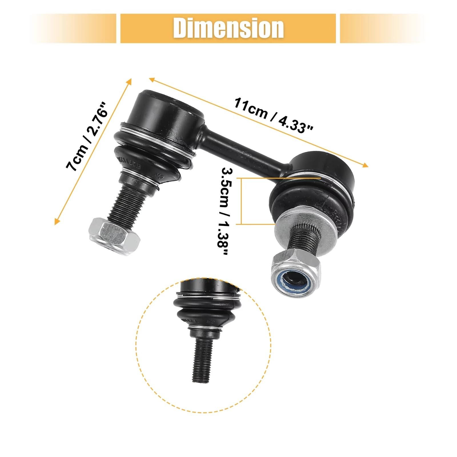 Bieletas de Barra estabilizadora Delantera, Kit de 2 bieletas de Extremo de Barra estabilizadora Delantera 4882035040 4881035020, Compatible con Tacoma 2001 2002 2003 2004