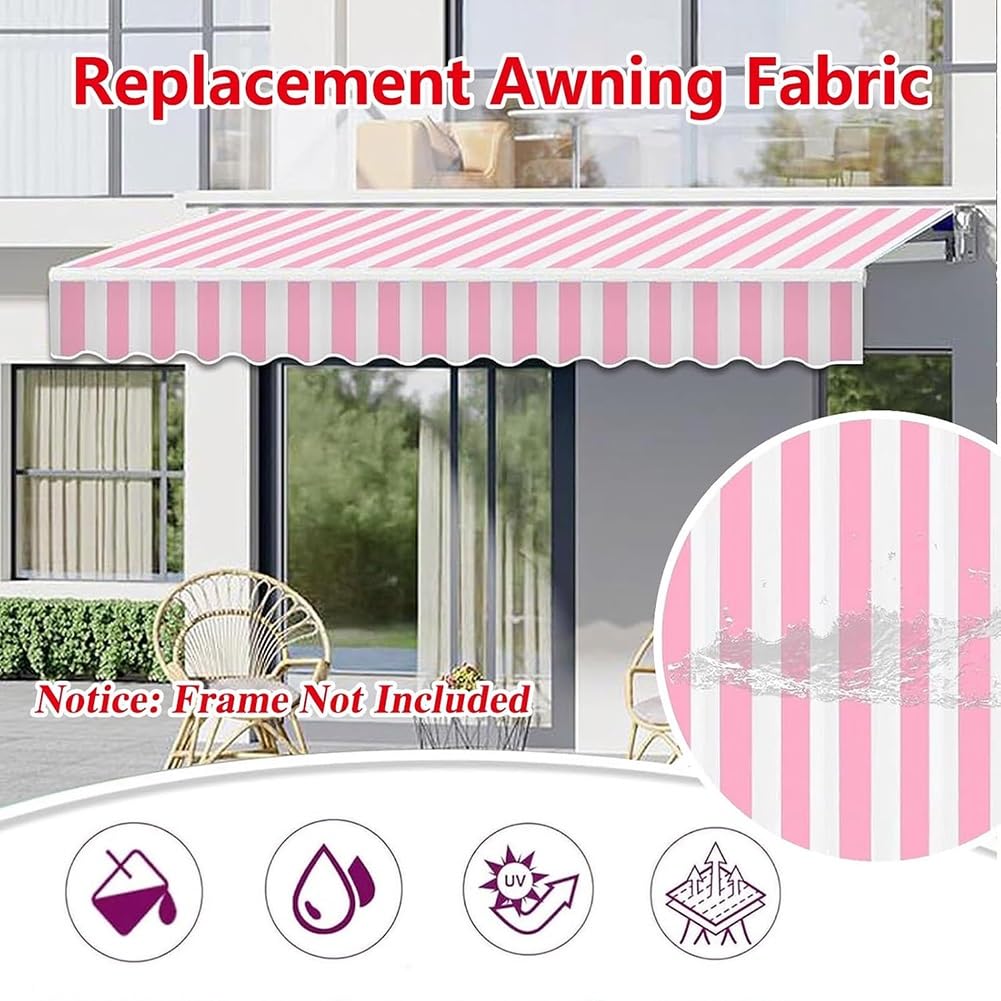 Ersatz für Gestreiften Terrassenmarkise Stoff, Einziehbare Markise Stoffersatz aus Polyester mit UV-Schutz Wasserdicht für Gewerbe und Privat(500x200cm/16.5x6.5ft)