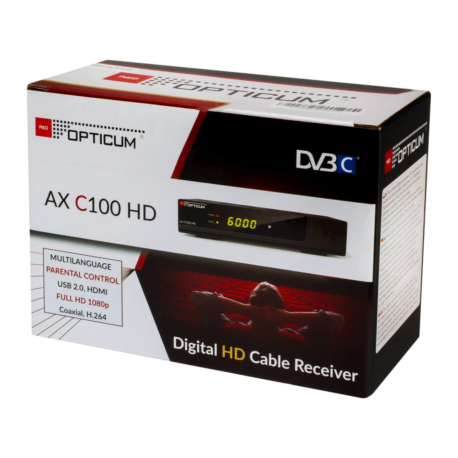 Kabel Receiver DVB-C Set: HB DIGITAL Opticum AX C100 HD PVR DVB-C Receiver für Kabelfernsehen mit Aufnahmefunktion + HDMI Kabel (Full HD Ready, HDTV, HDMI, SCART, USB 2.0, SPDIF Koaxial Ausgang)