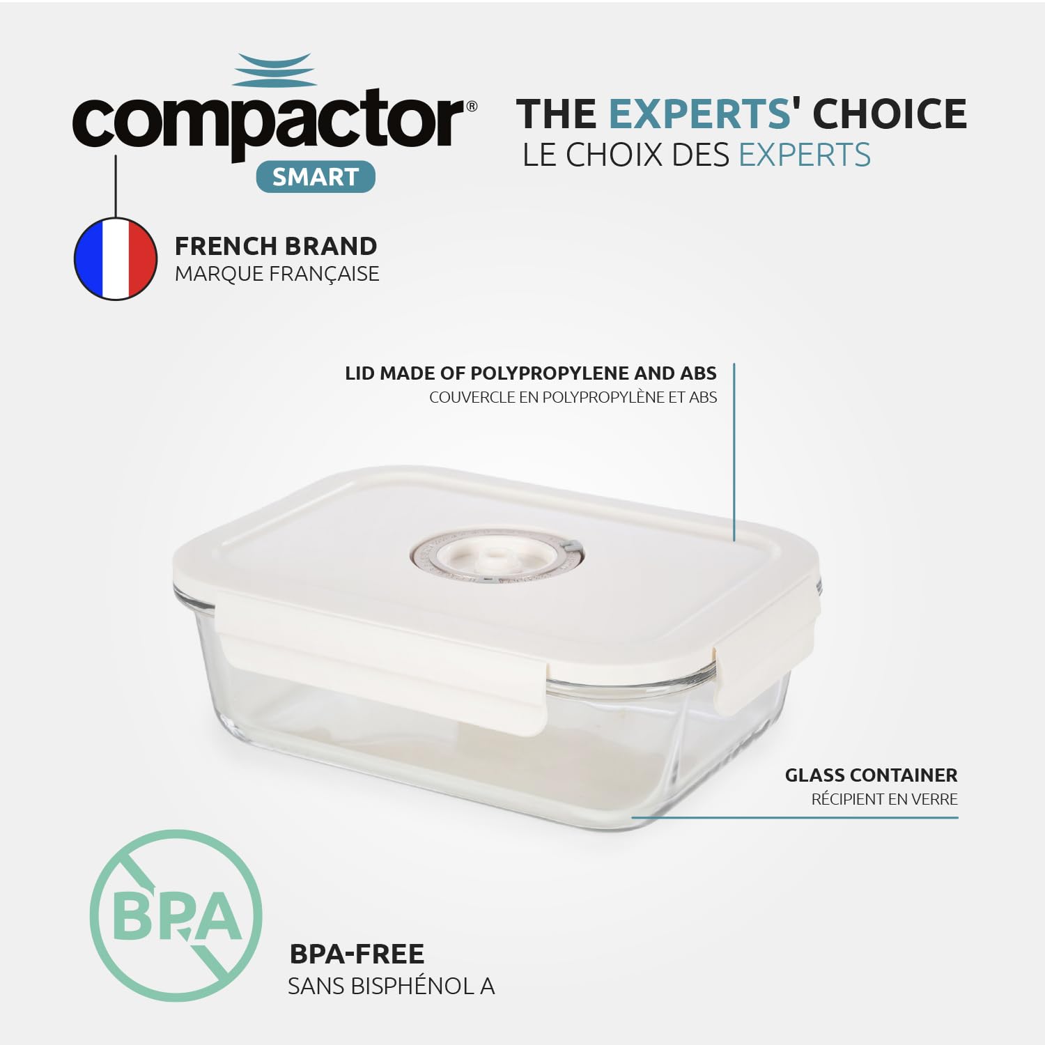 Set di 3 contenitori sottovuoto per alimenti in vetro con coperchio ermetico, pompa manuale inclusa, datario integrato, adatti a microonde e lavastoviglie, freschezza prolungata