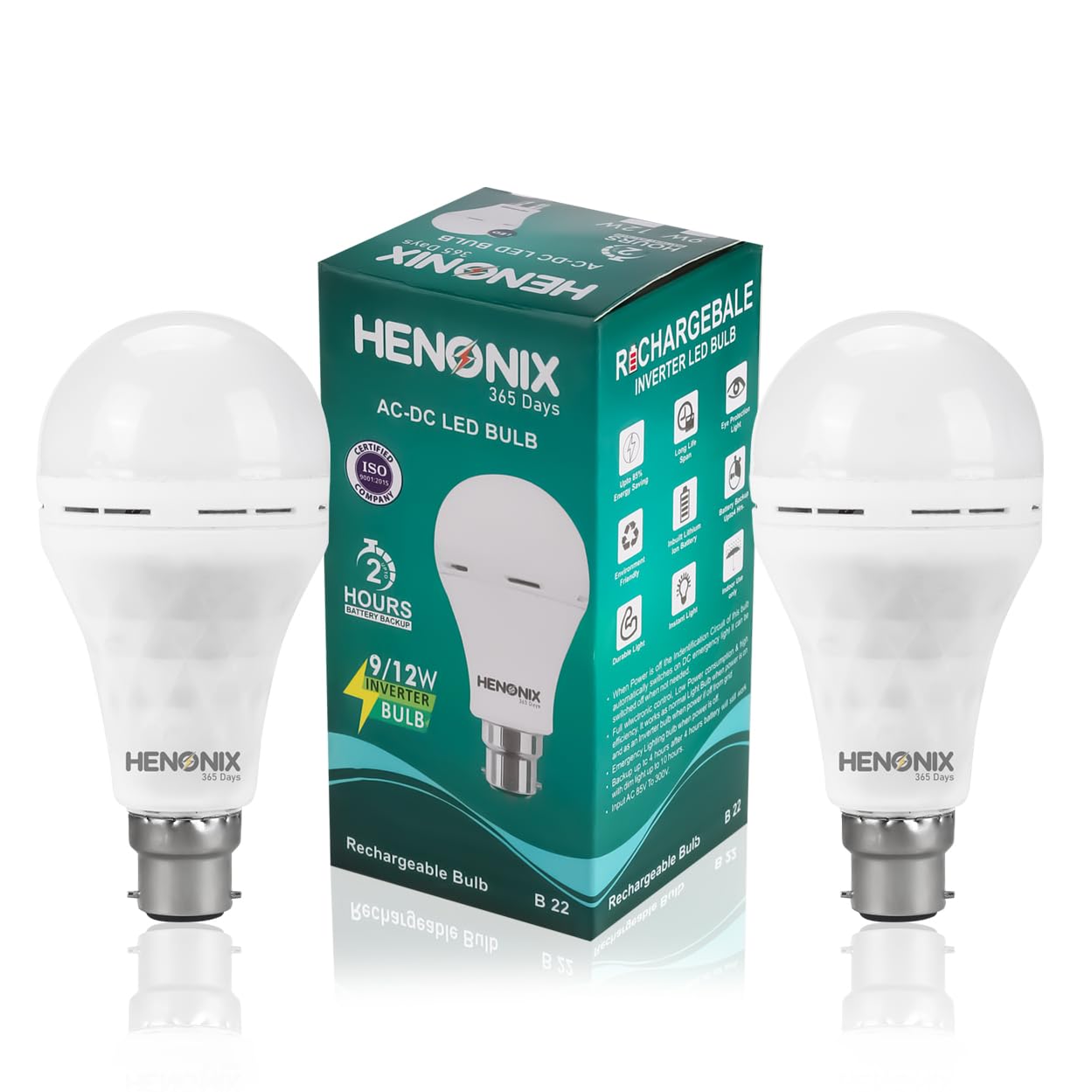 HENONIX 365 DAYS 12W Emergency Bulb | Rechargeable Emergency Bulb for Power Cuts | Backup : 2hrs | Cool Day Light | Pack of 2 | Rechargeable Emergency light | (B0DFTJNTSP) Amazon Price History, Amazon Price Tracker