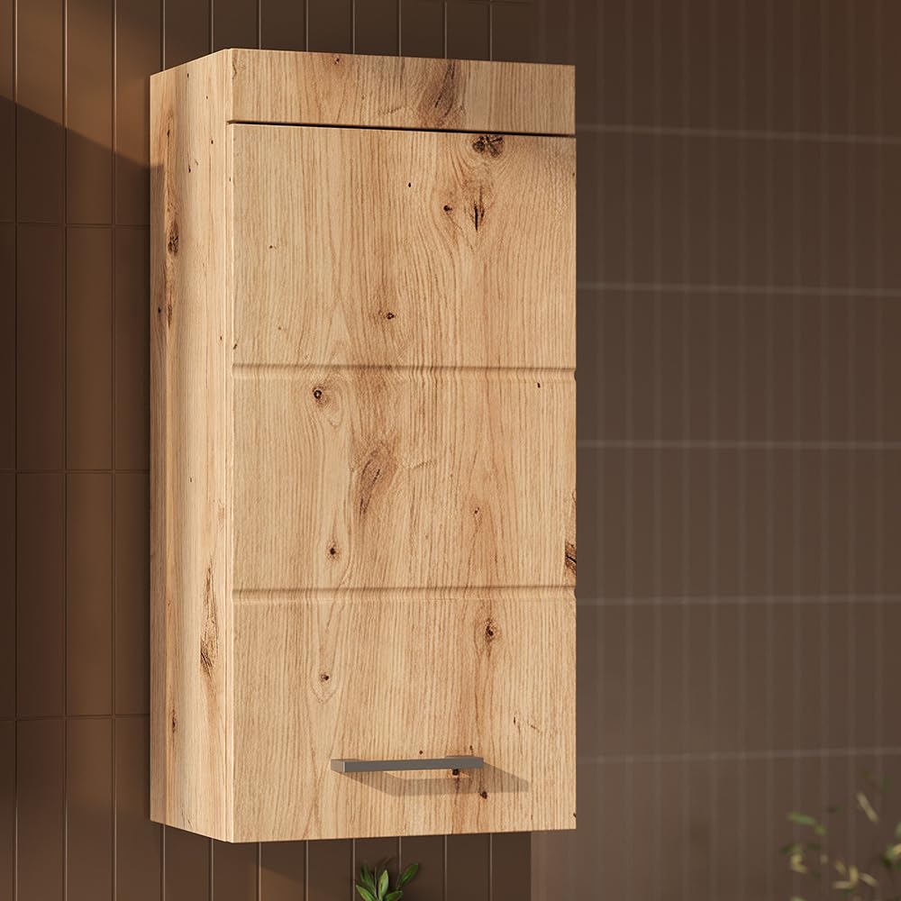Vicco Badschrank Luna, Eiche Wotan, 37 x 77 cm, zur Wandmontage, kombinierbar mit weiteren Luna Möbeln