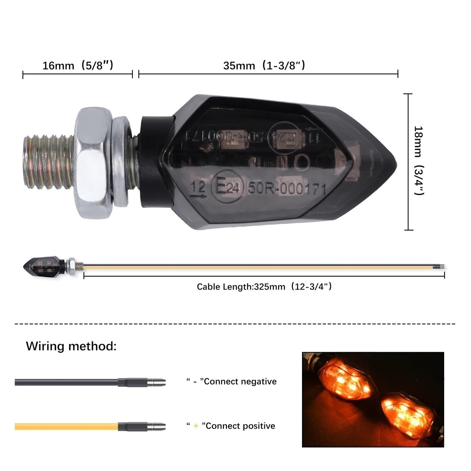 Intermitentes Motocicleta 4 Uds 5LED 12V Motocicleta Mini Luz LED De Intermitente Indicadores Lámpara Ámbar Intermitente Componentes Accesorios