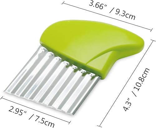 Vista 8 de Luomorgo Cuchillo de acero inoxidable para cortar patatas arrugadas, zanahoria, cuchillo ondulado para papas fritas, cortador de verduras onduladas