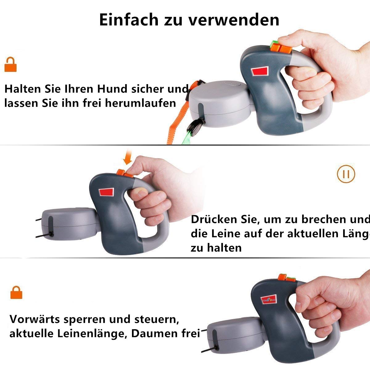 Faneli automática abatible Perro Cuerda, Doble Perro Cuerda para 2 Perros, Adecuado para pequeñas y tamaño Mediano de Perros sin Nudos. No se enreda