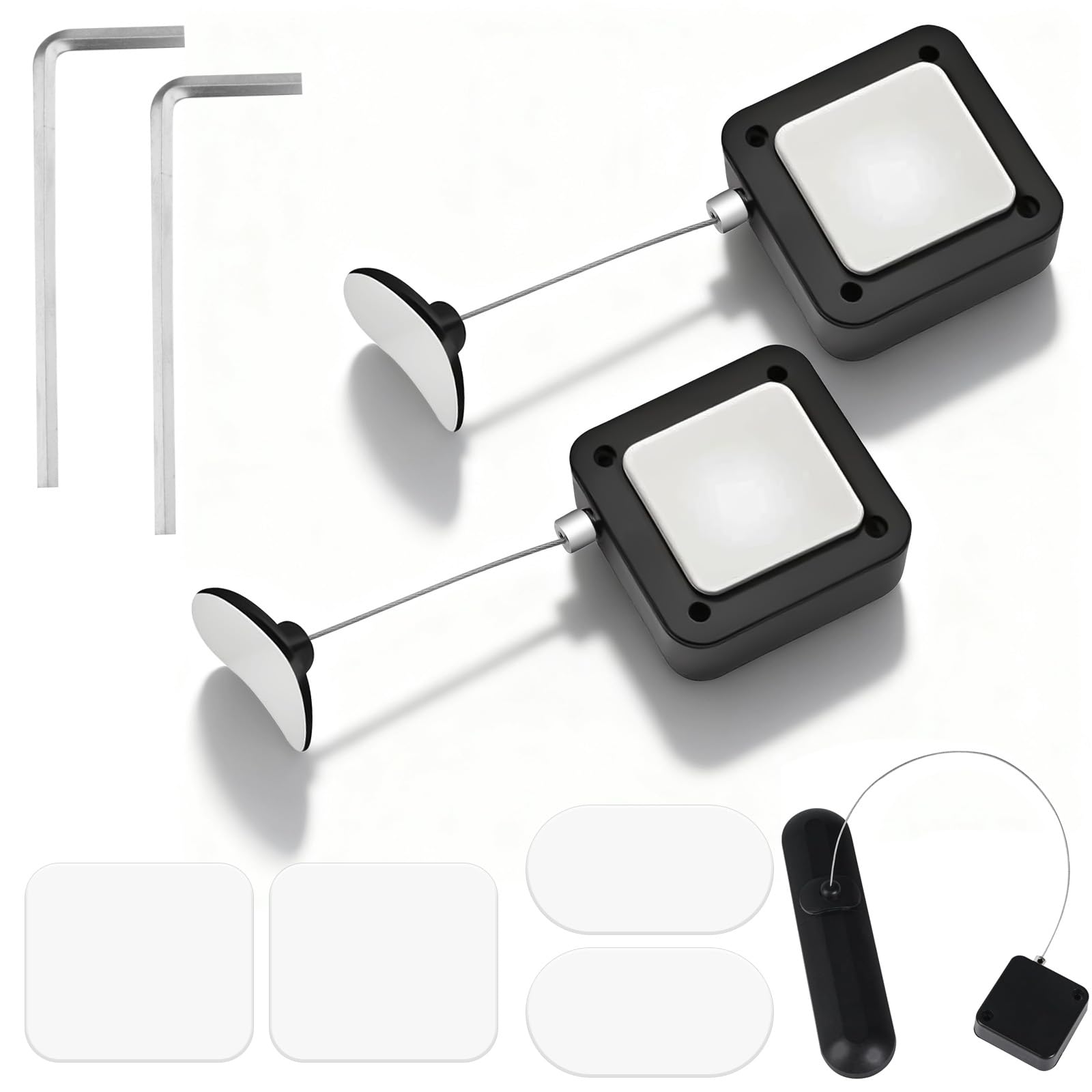 2Pcs Retractable Remote Control Tether, Remote Control Leash Holder Kit Includes Adhesive Pads and Wrench for TV Remotes, Phones | Securely Attach Streaming to Prevent Misplacement