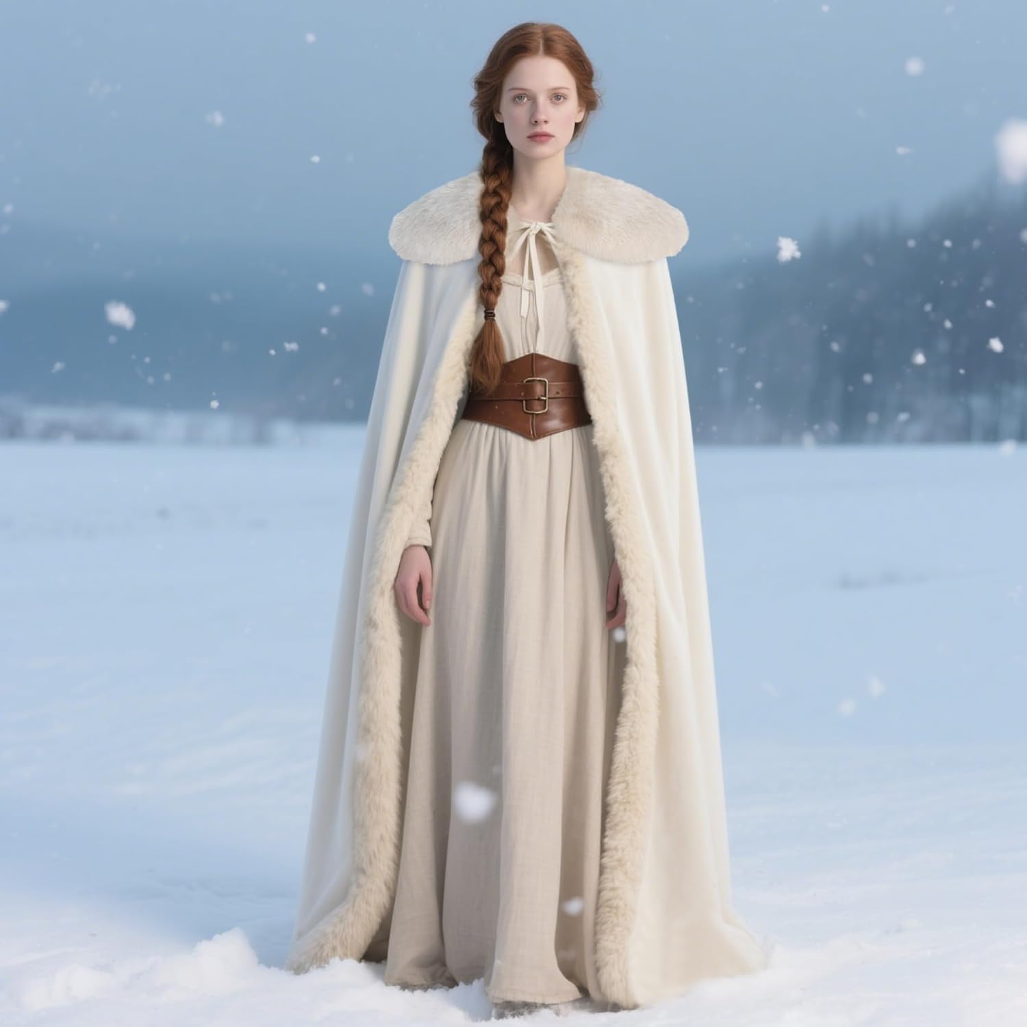 L'VOW Viking Fur Cloak Renaissance Fur Cape Velvet Cloak Medieval Cosplay Costume Women Men - Image 2