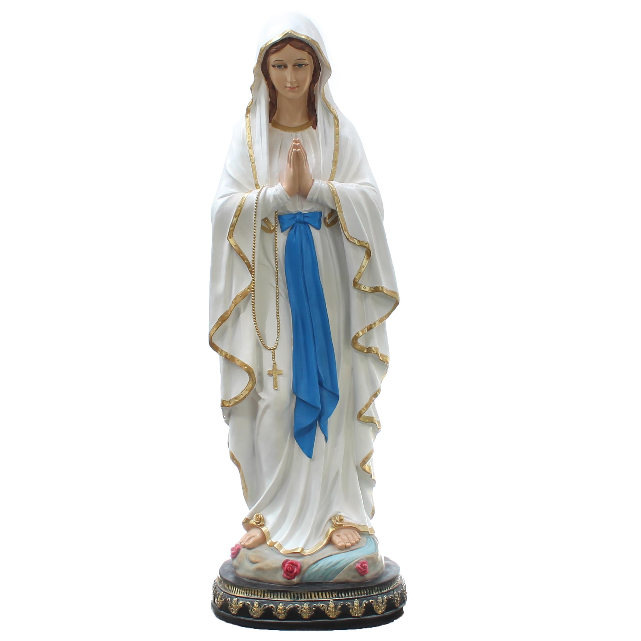 Palais du Rosaire Our Lady of Lourdes Statue in Coloured Resin 120 cm – Virgin Mary Statue – Christian Worship Plastic