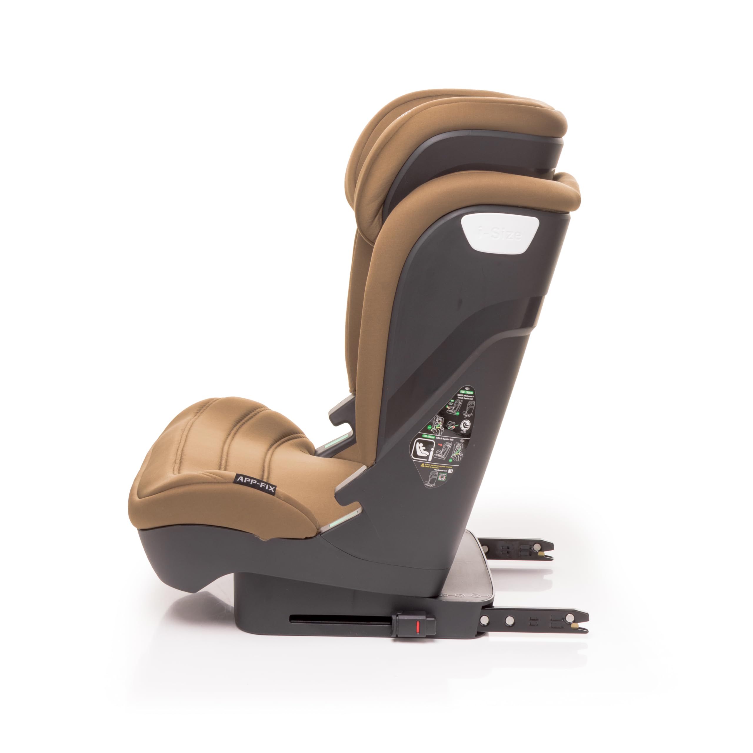 4Baby Kindersitz mit einfache ISOFIX-Montage App-Fix, 100-150 cm, verstellbar,15-36 kg, i-Size (Mokka)
