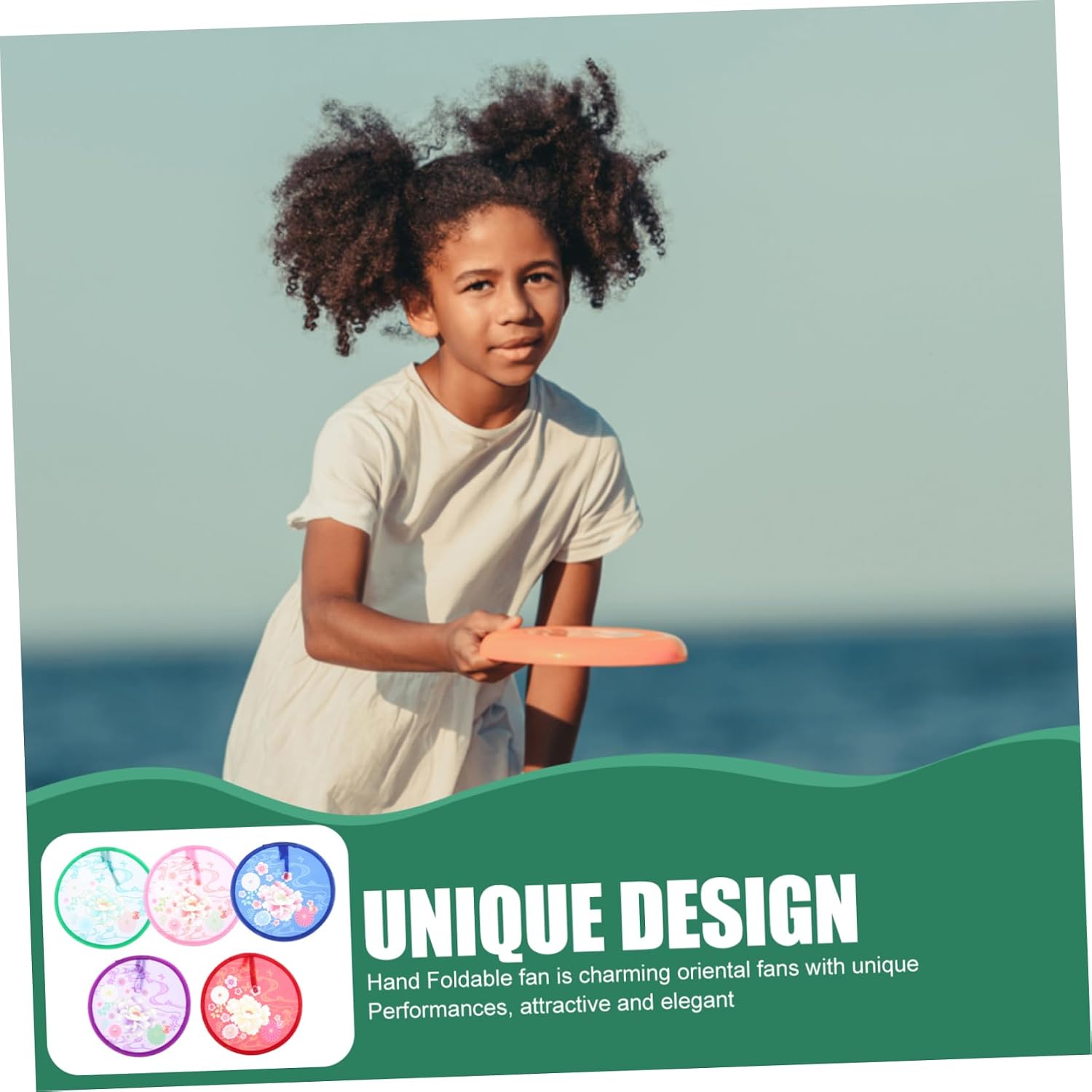 OSALADI 5Pcs Floral Handheld Folding Fan Portable Summer Cooling Round Fans for Adults Multi Functional Design for Travel Outdoor Activities Safe Fun Flying Disc