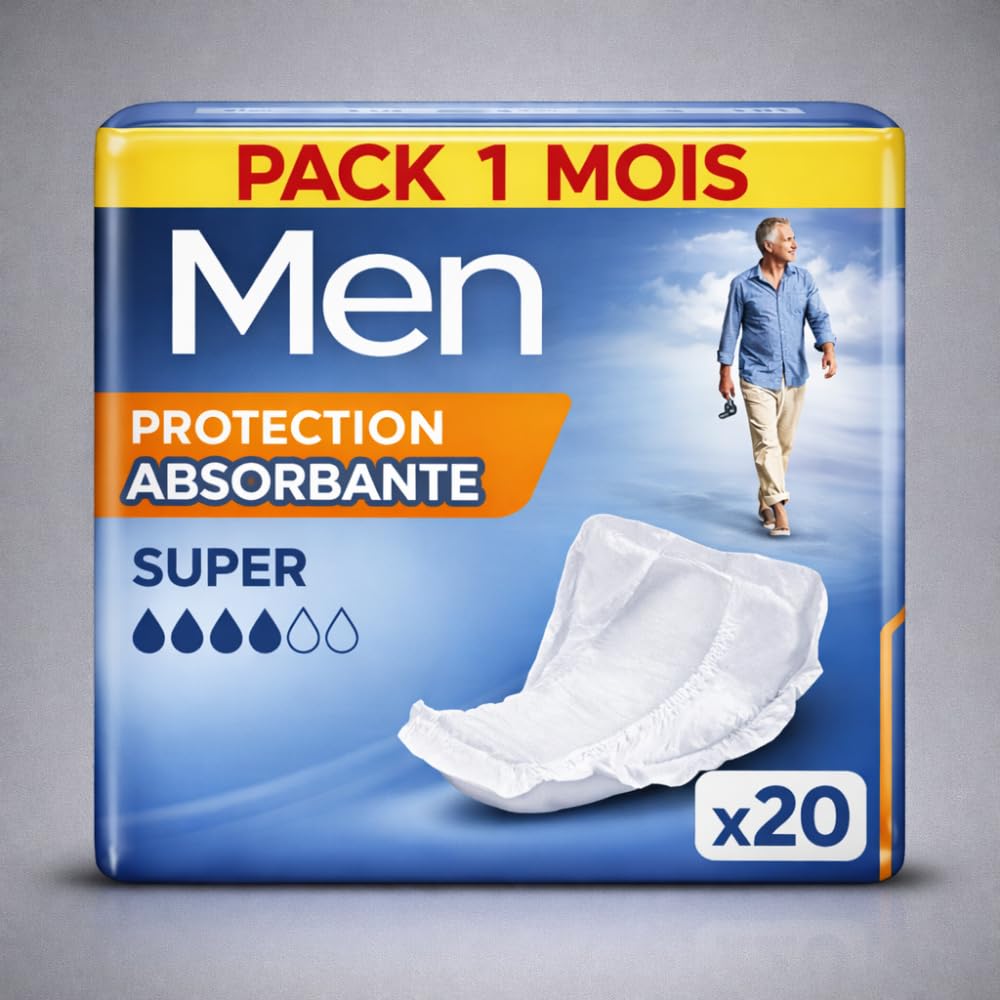 120 Protections Urinaires pour Homme – Super Absorption – (Pack Économique) – Protection Incontinence Masculine Discrète et Confortable
