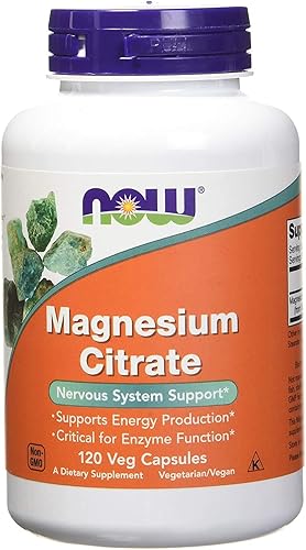 NOW - Citrato de magnesio 400 miligramos 120 cápsulas vegetales paquete de 2 unidades