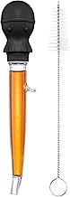 U-Taste 1.5oz Angled Turkey Baster: 109℃ Heat Resistant Food Grade Tritan Silicone Meat Pipette with Large Octopus Bulb and Cleaning Brush for Cooking Roasting Basting Chicken Beef Meat (Black)