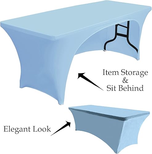 Miniatura 74 de ABCCANOPY - Funda elástica para mesa (6 pies) Mantel de poliéster de más de 30 colores, ajustado, de licra, elástico, con parte trasera abierta.