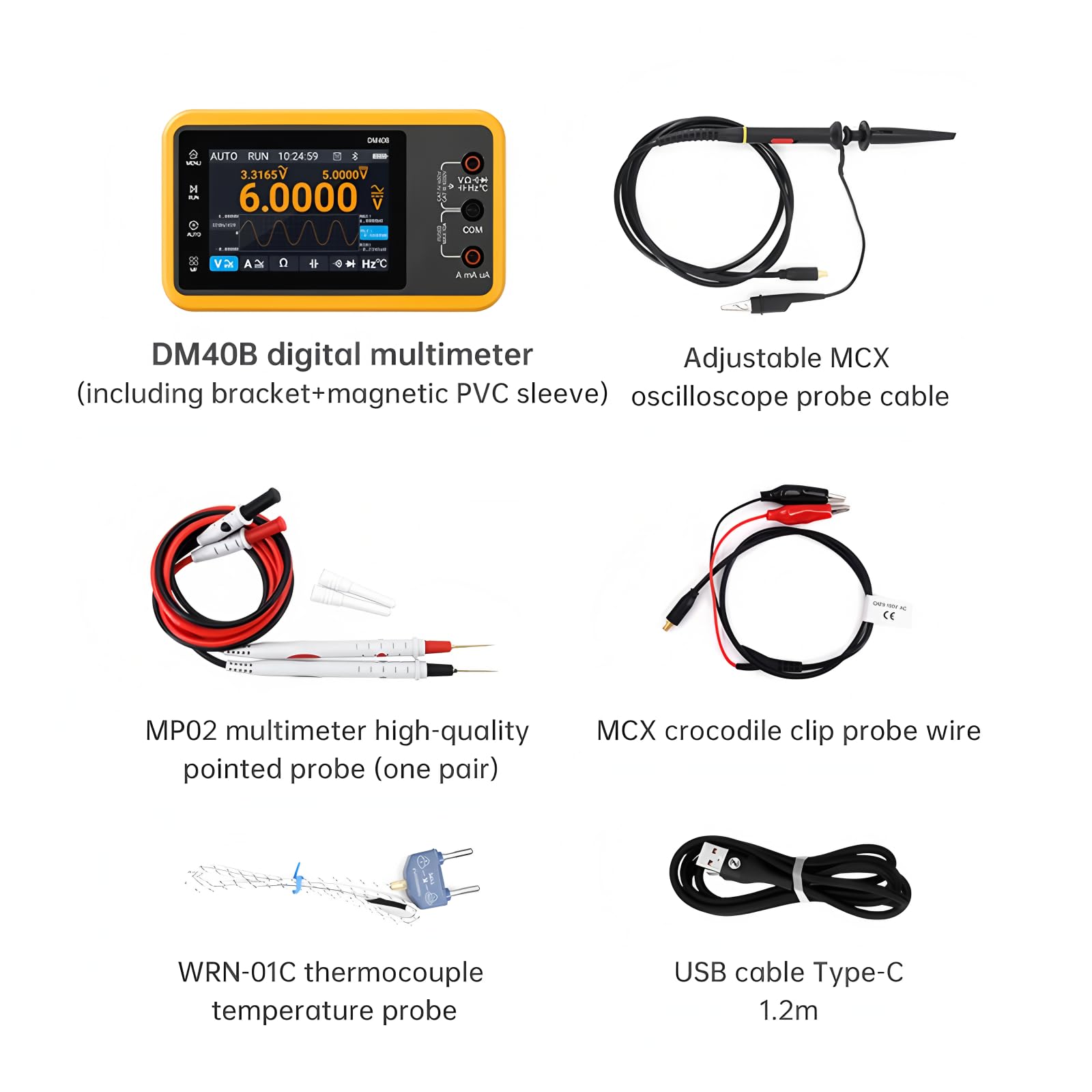 Dm40 3-in-1 Multimeter Oszilloskop Signalgenerator 50m Abtastrate AC/DC Spannung Diode Handheld Digitales Automobilwerkzeug (DM40B KitIII)
