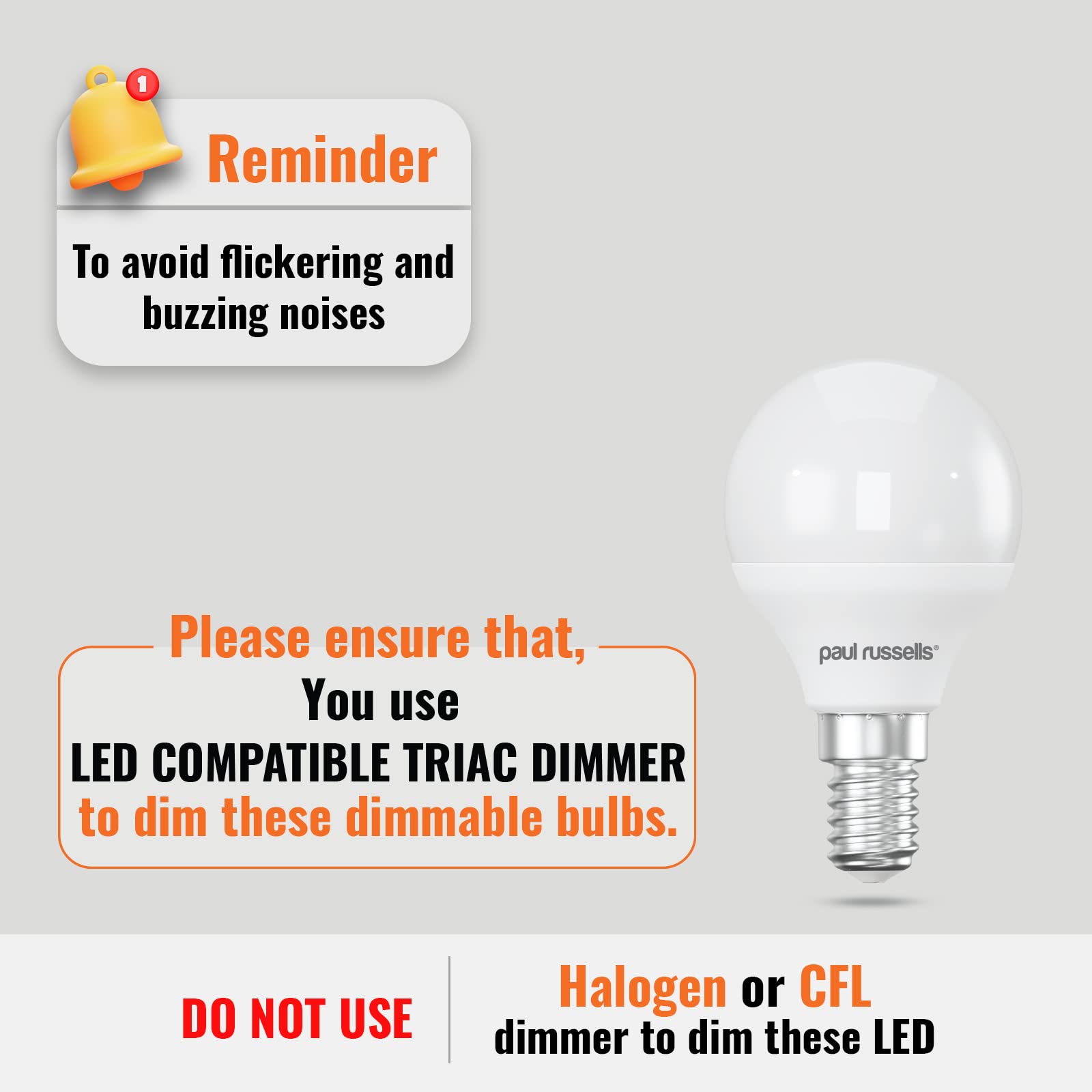 paul russells LED Golf Ball, Small Edison Dimmable Screw Light, 5.5W E14 G45 LED Bulbs, 40w Equivalent - Image 2