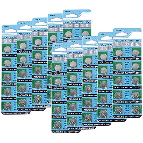 RcStarry 100pcs LR44/AG13 Battery Button Cell for Bottle Lights with Cork Cover