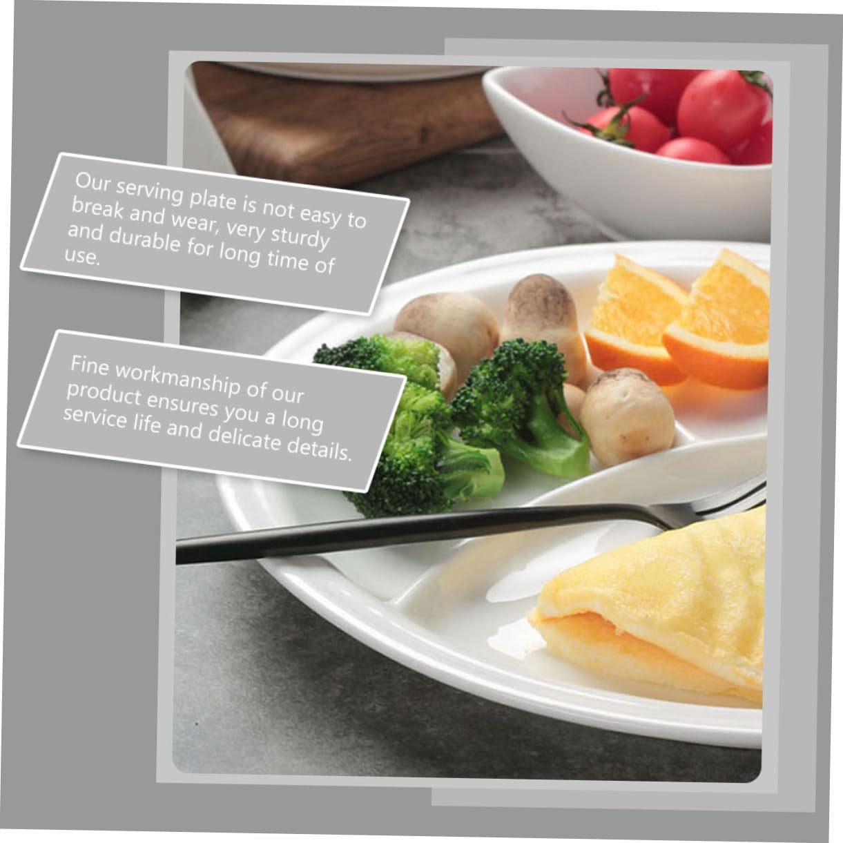 Garneck Ceramic Divided Meal Tray for Boys and Girls Children Food Storage Plate Dishwasher Safe Simple Design for School Lunch Home and Camping