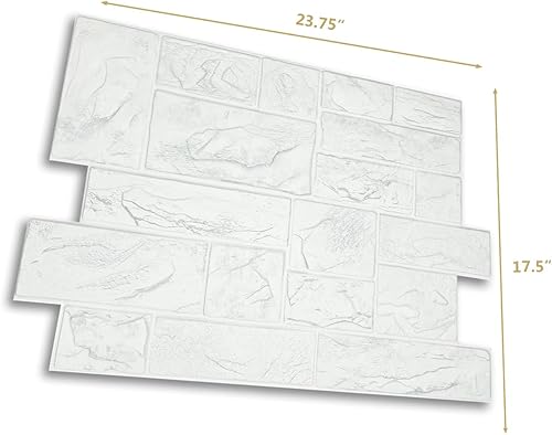 Miniatura 5 de Retro-Art Paneles de pared 3D, paquete de 6, bloques de piedra natural en blanco, PVC, 17.5 x 23.75 pulgadas, cubren 17.31 pies cuadrados 565CW