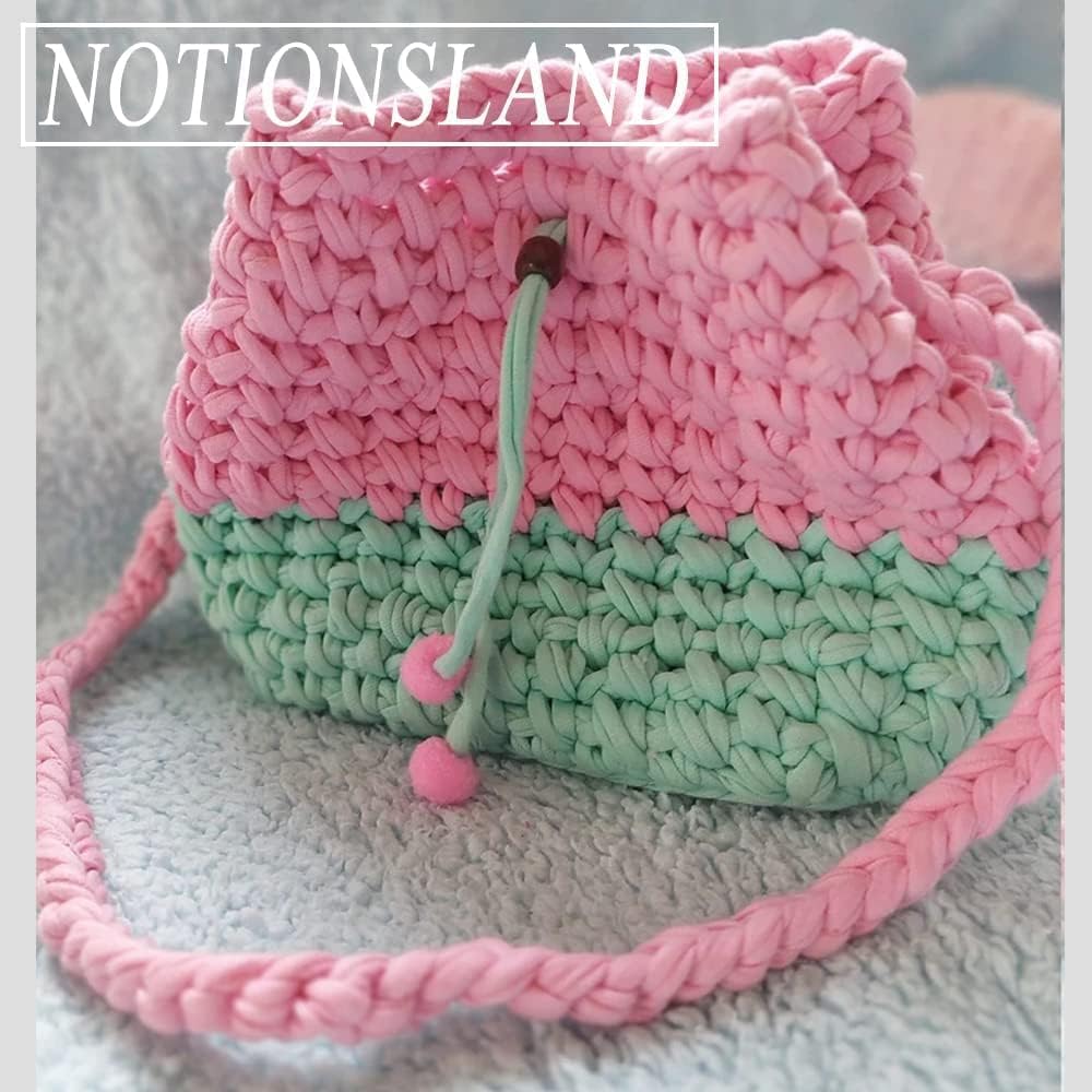 NOTIONSLAND 400g T Shirt Yarn Knitting Yarn Fabric Crochet Yarn for Bag Basket Blanket Home Decoration - Peach Powder Plain Yarns - Image 3