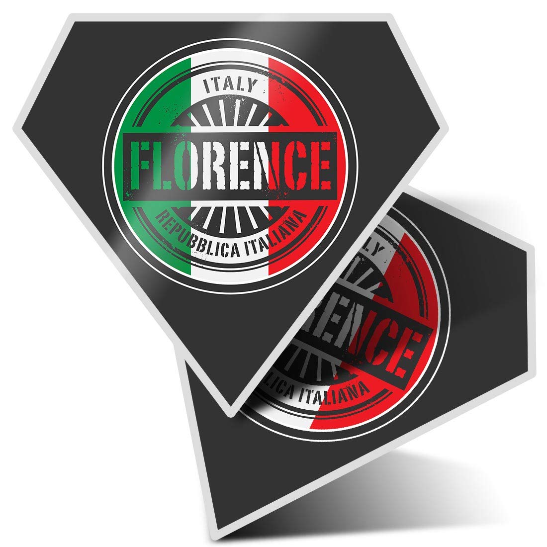 Destination Vinyl Ltd Multi X Diamond Stickers 7.5 Cm - Florence Italy Italian Flag Travel Fun Decals For Laptops,Tablets,Luggage,Scrap Booking,Fridges, #6107 Size 2