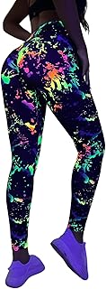 Women's Neon 80s Leggings Rave High Waisted Y2K Festival Skinny Pants