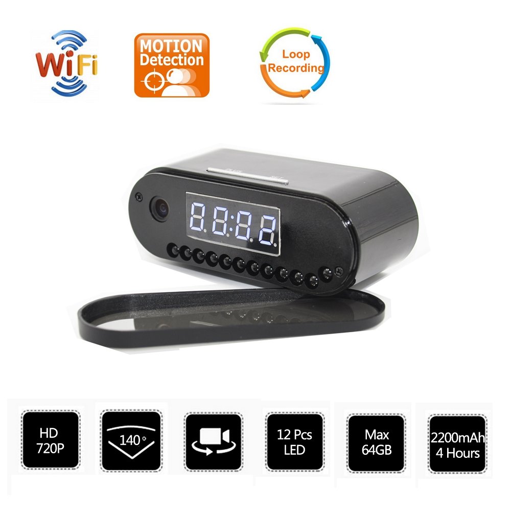 Caméra espion sans fil WiFi cachée, caméra espion avec détection de mouvement, mini caméra IP HD 1080p pour la maison avec vision nocturne, prise en charge des smartphones et des ordinateurs