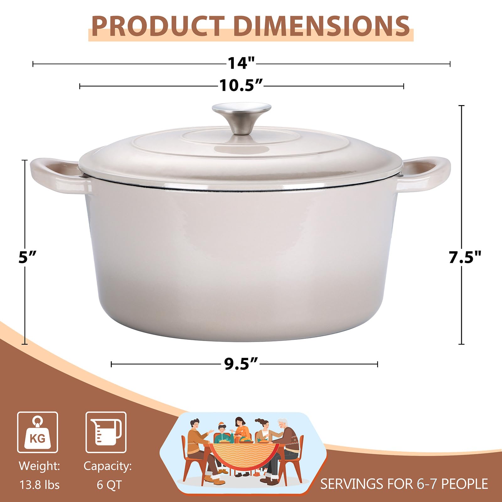 E-far 6 Quart Enameled Cast Iron Dutch Oven - Green, Nonstick, Oven & Induction Safe, Perfect For Braising, Baking, And Stews