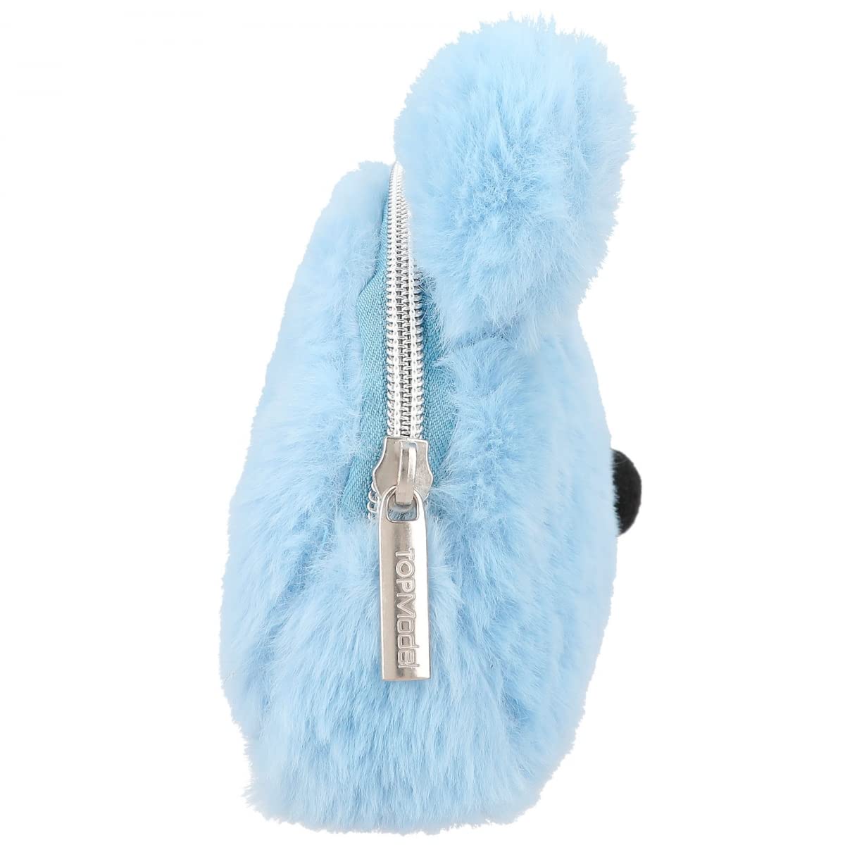 Depesche 11993 TOPModel Iceworld - Kosmetiktasche in Hellblau mit weichem Plüsch-Fell, Eisbären-Gesicht und Ohren, Täschchen mit silbernem Reißverschluss