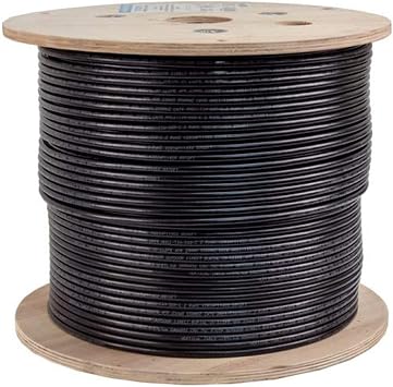 Vertical Cable Cat6, Shielded, Dual Jacket, Direct Burial, 1000ft, Black, Bulk Ethernet Cable