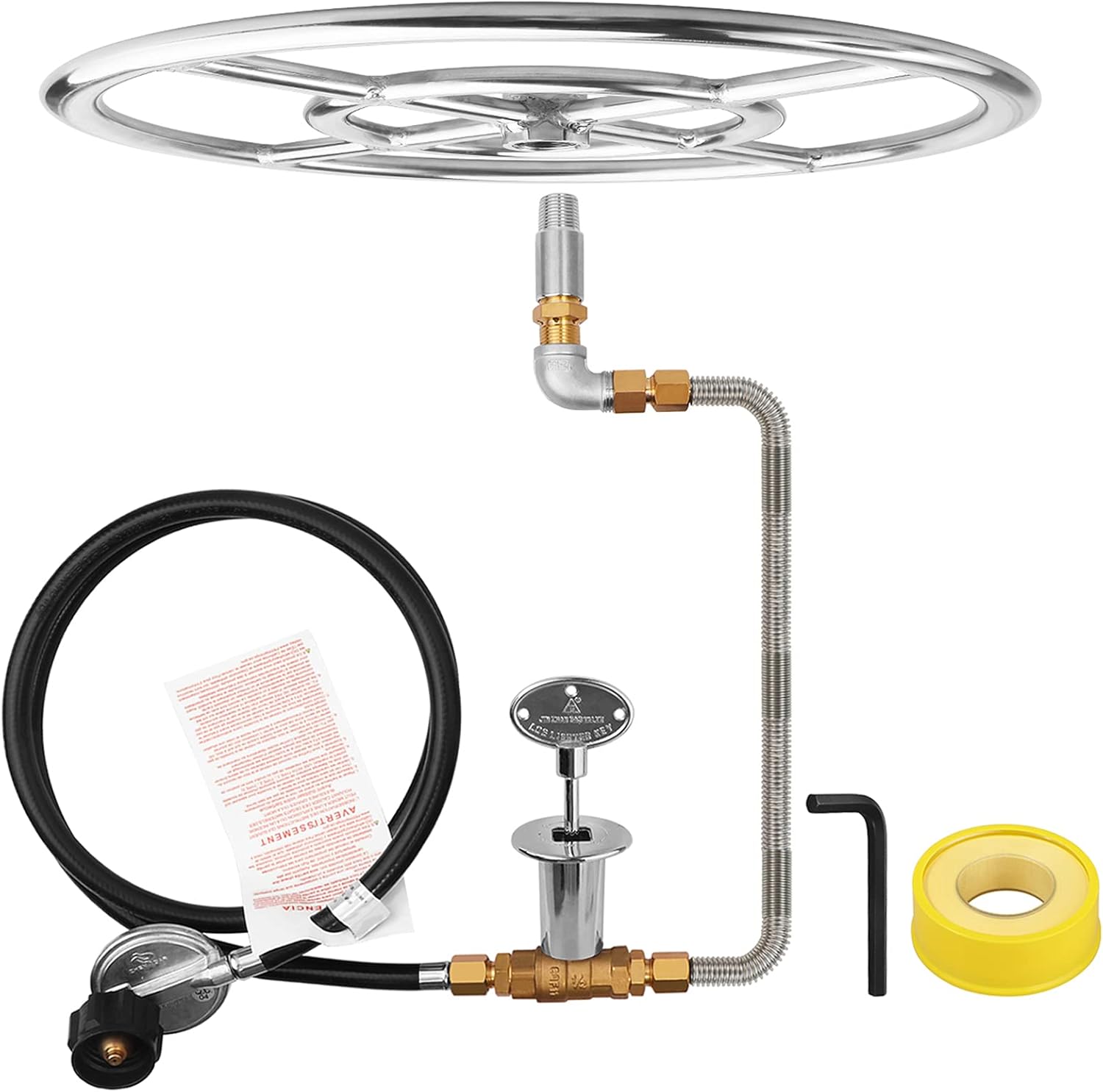 EXCELFU LP Propane Gas Fire Pit Burner Kit with Hose, 12