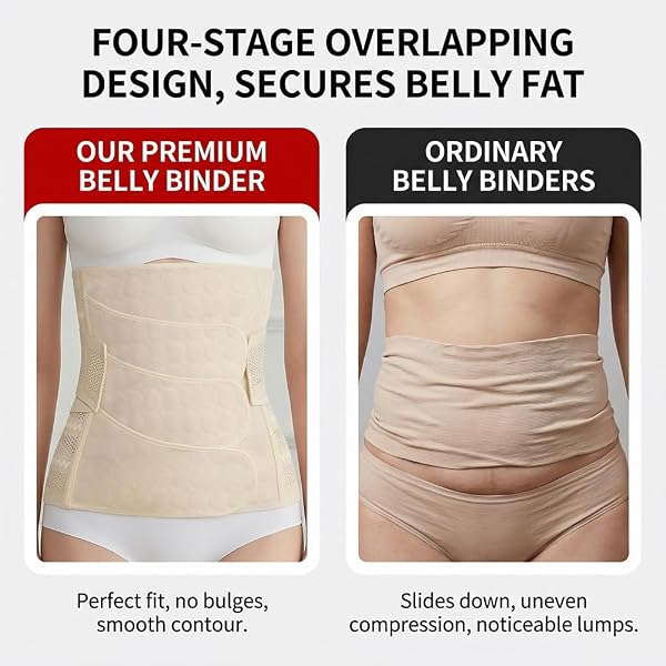 C Section Post Surgery Abdominal Band 4 Piece Set Postpartum Maternity Shaping Belt Faja Vaginal Delivery Cesarean Recovery - Beige, XL - 4