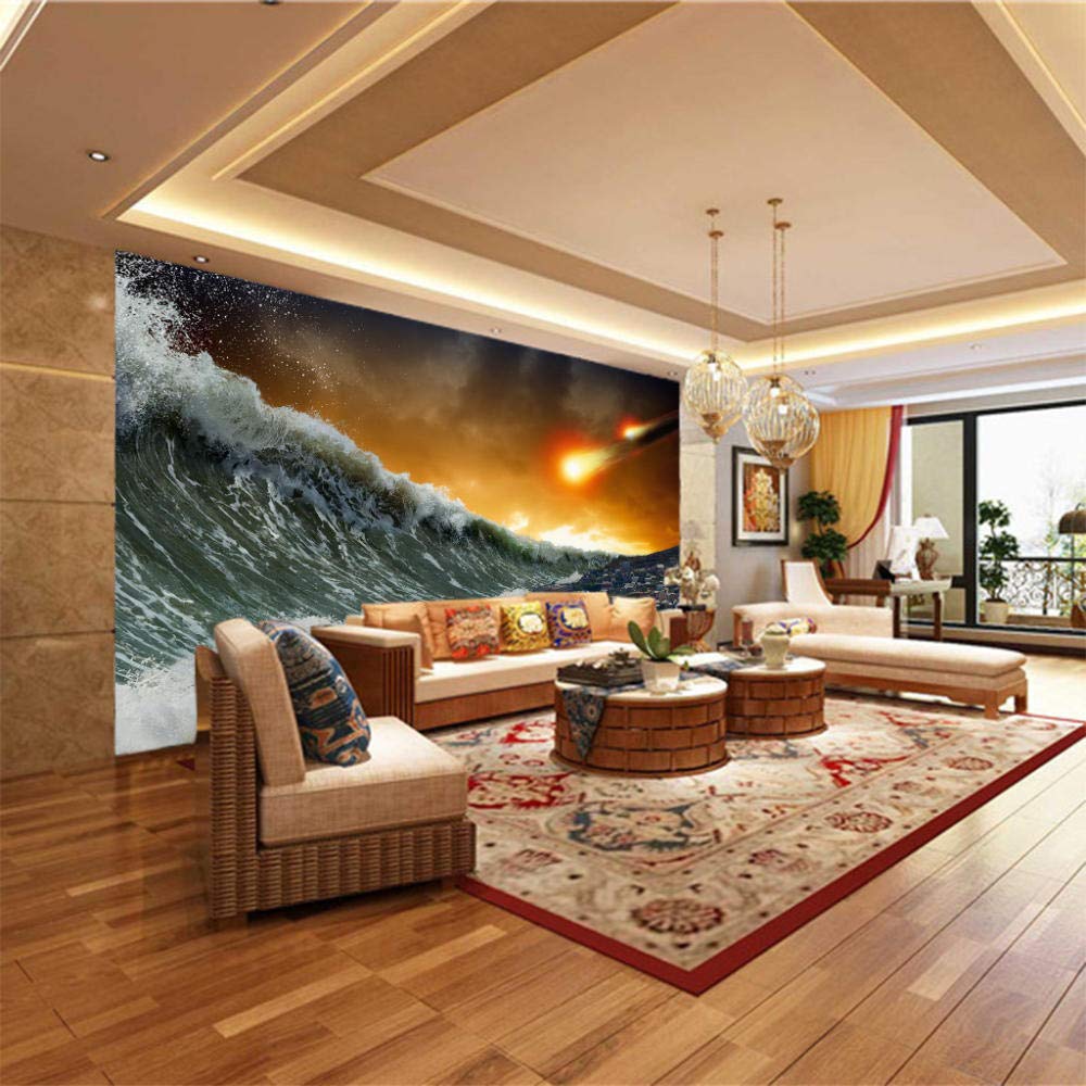Amazon.co.jp: カスタム壁画装飾画 津波 175x210cm 写真3D部屋の壁紙家