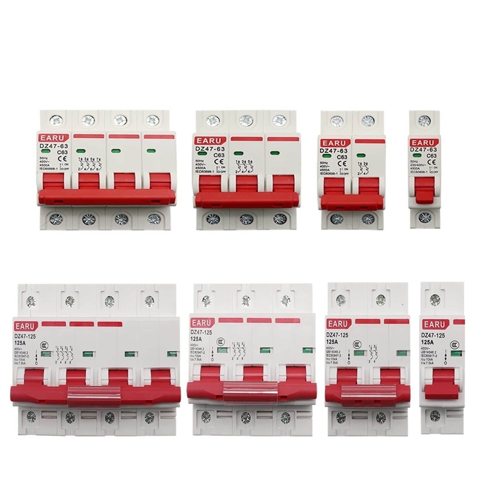 Rcgknnmuz 40A 1Pcs Dz47 400V 1-4P 3-125A C Type Mini Circuit Breaker Mcb Short Overload Circuit Protector 35Mm Din Rail Mount Breaking Capacity 6Ka(,3)
